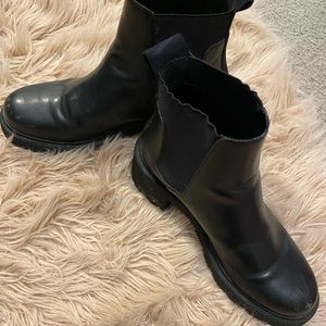 Zara black leather booties